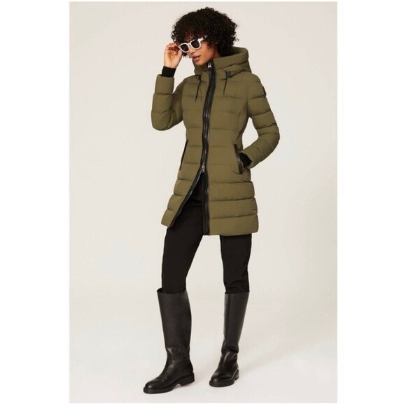 Mackage Calla Down Filled Long Puffer Coat Olive Green DAMAGED STAINED Size M - Picture 1 of 12